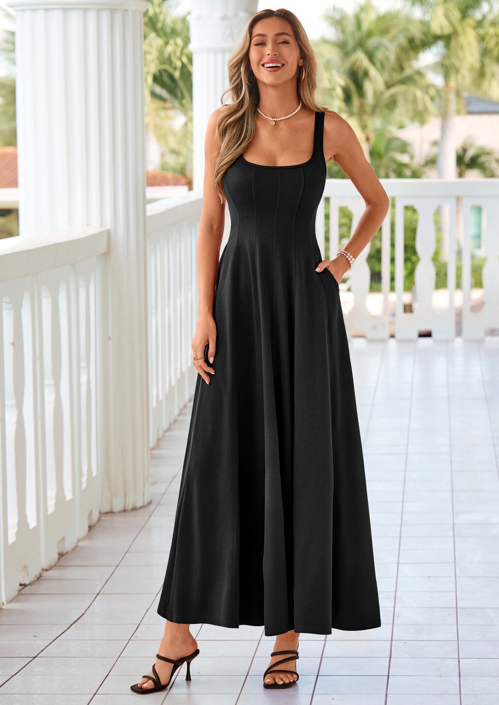 PRETTYGARDEN Cocktail Dresses for Women Formal Summer Sleeveless A Line Long Flowy Spring Wedding Guest Party Midi Dress