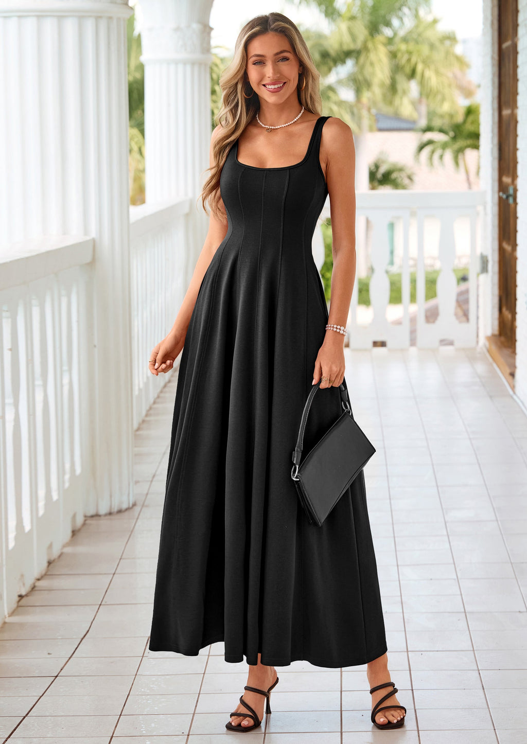 PRETTYGARDEN Cocktail Dresses for Women Formal Summer Sleeveless A Line Long Flowy Spring Wedding Guest Party Midi Dress