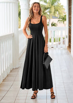PRETTYGARDEN Cocktail Dresses for Women Formal Summer Sleeveless A Line Long Flowy Spring Wedding Guest Party Midi Dress