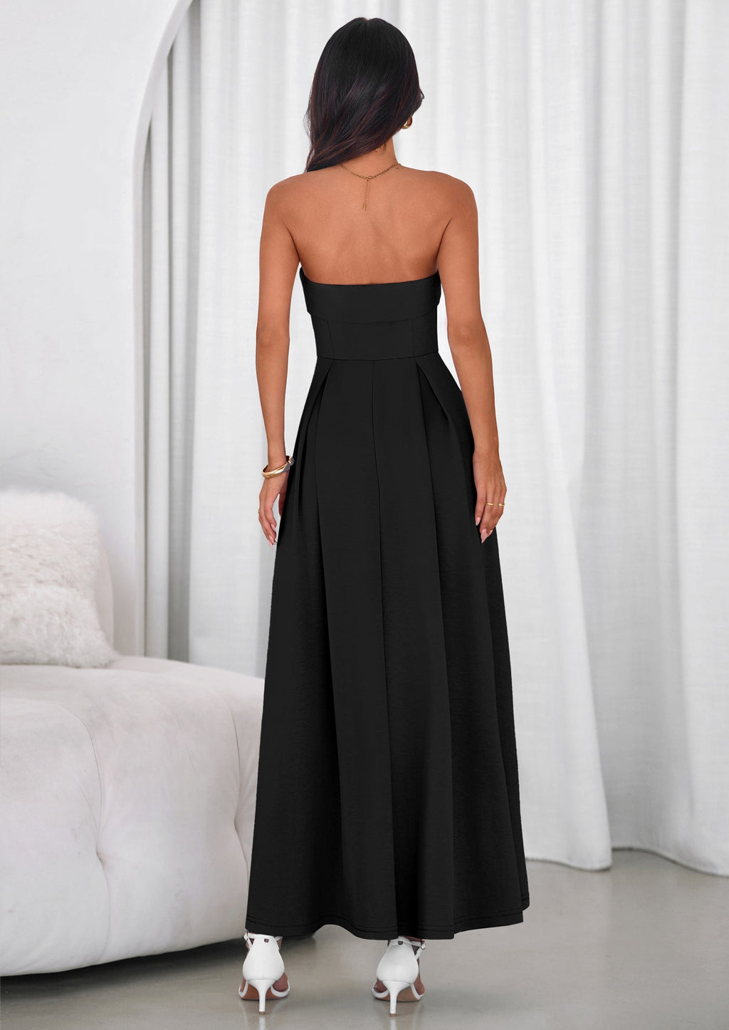 PRETTYGARDEN Cocktail Dresses for Women Summer Formal Elegant Tube Top Strapless Spring Wedding Guest Party Midi Dress