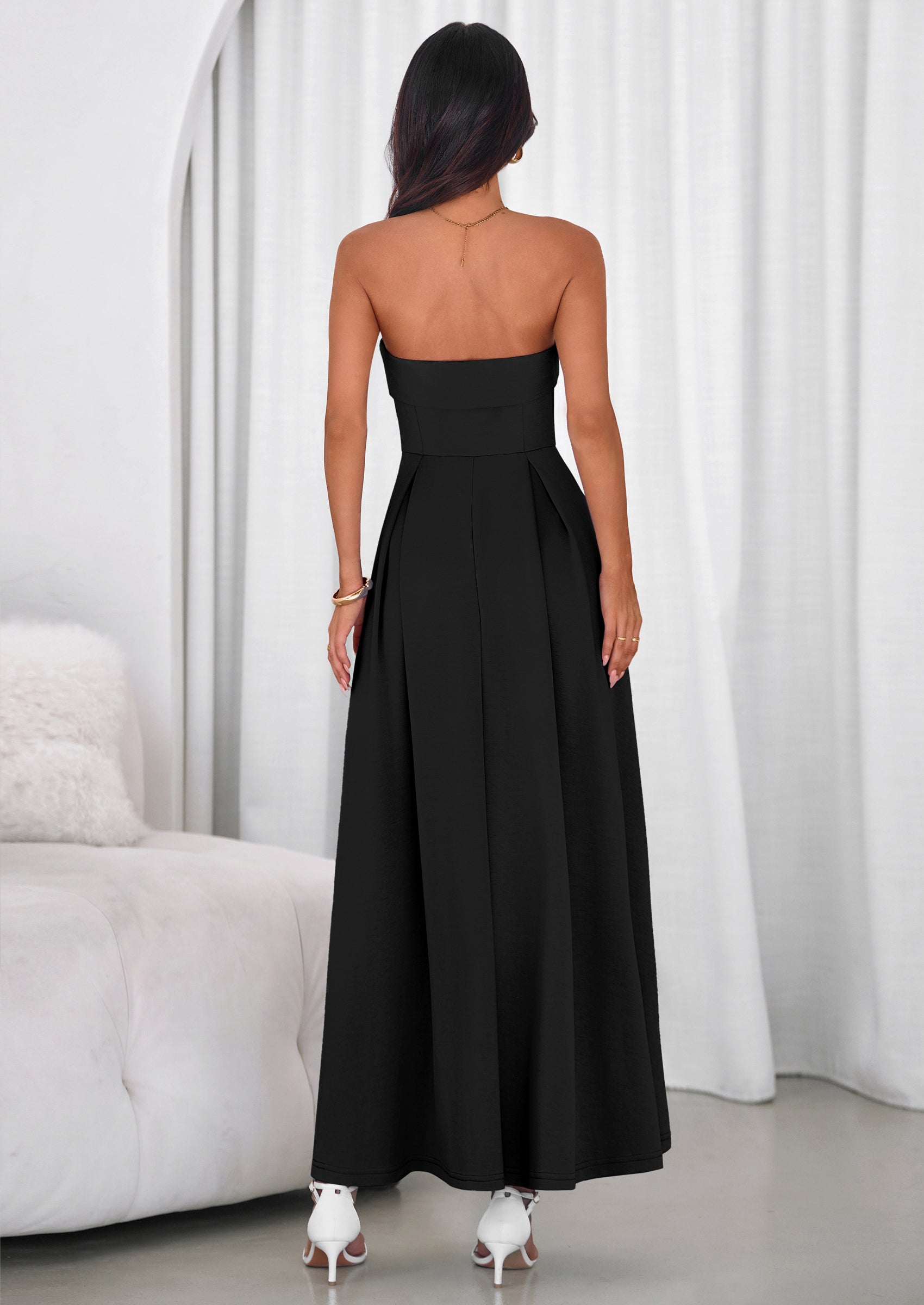 PRETTYGARDEN Cocktail Dresses for Women Summer Formal Elegant Tube Top Strapless Spring Wedding Guest Party Midi Dress