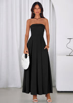 PRETTYGARDEN Cocktail Dresses for Women Summer Formal Elegant Tube Top Strapless Spring Wedding Guest Party Midi Dress