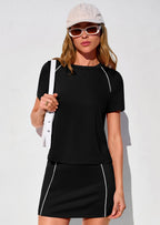 PRETTYGARDEN Women's Summer 2 Piece Skirt Sets Short Sleeve Shirts Tops Skorts Matching Workout Clothes Travel Outfits