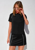 PRETTYGARDEN Women's Summer 2 Piece Skirt Sets Short Sleeve Shirts Tops Skorts Matching Workout Clothes Travel Outfits