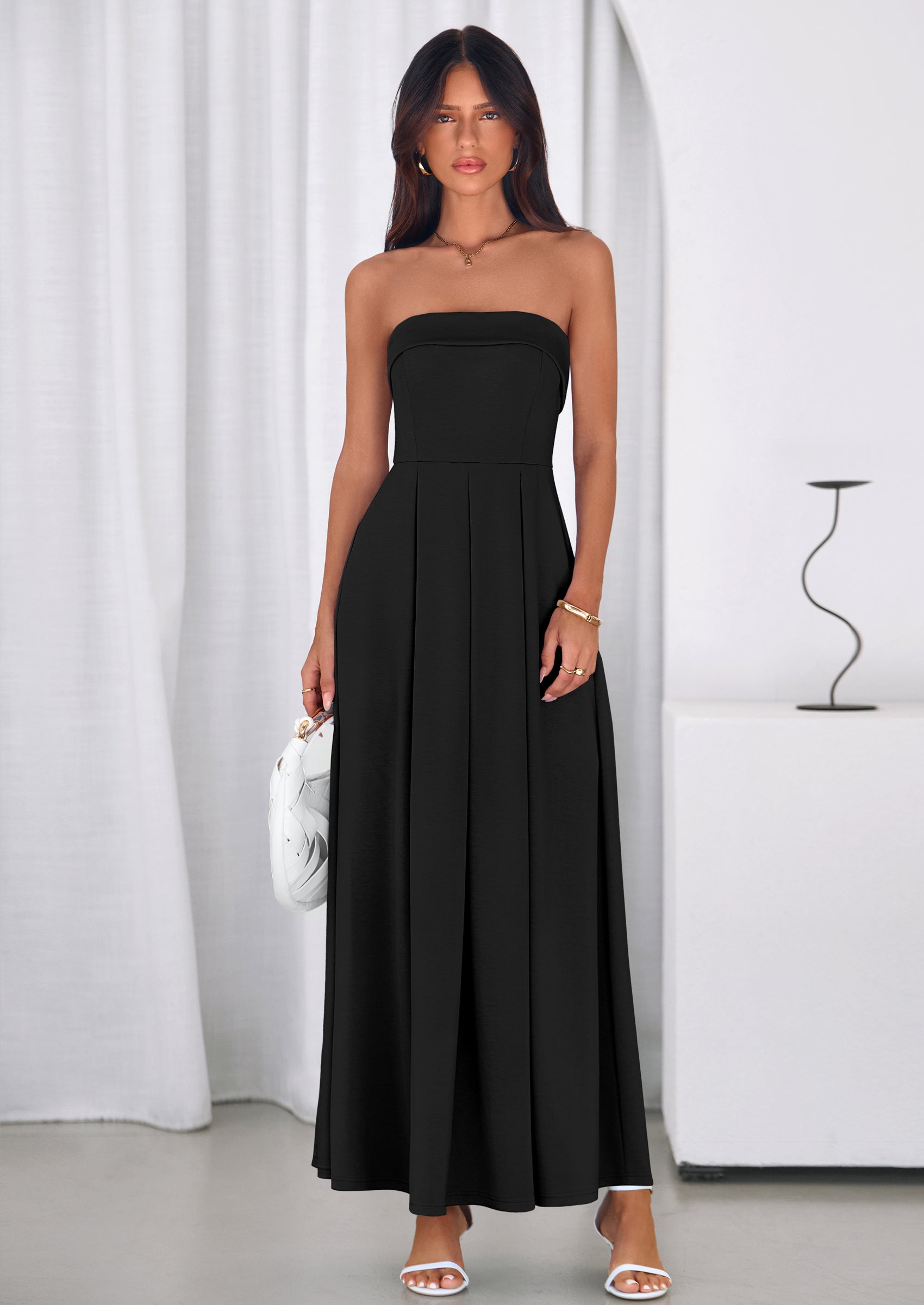 PRETTYGARDEN Cocktail Dresses for Women Summer Formal Elegant Tube Top Strapless Spring Wedding Guest Party Midi Dress