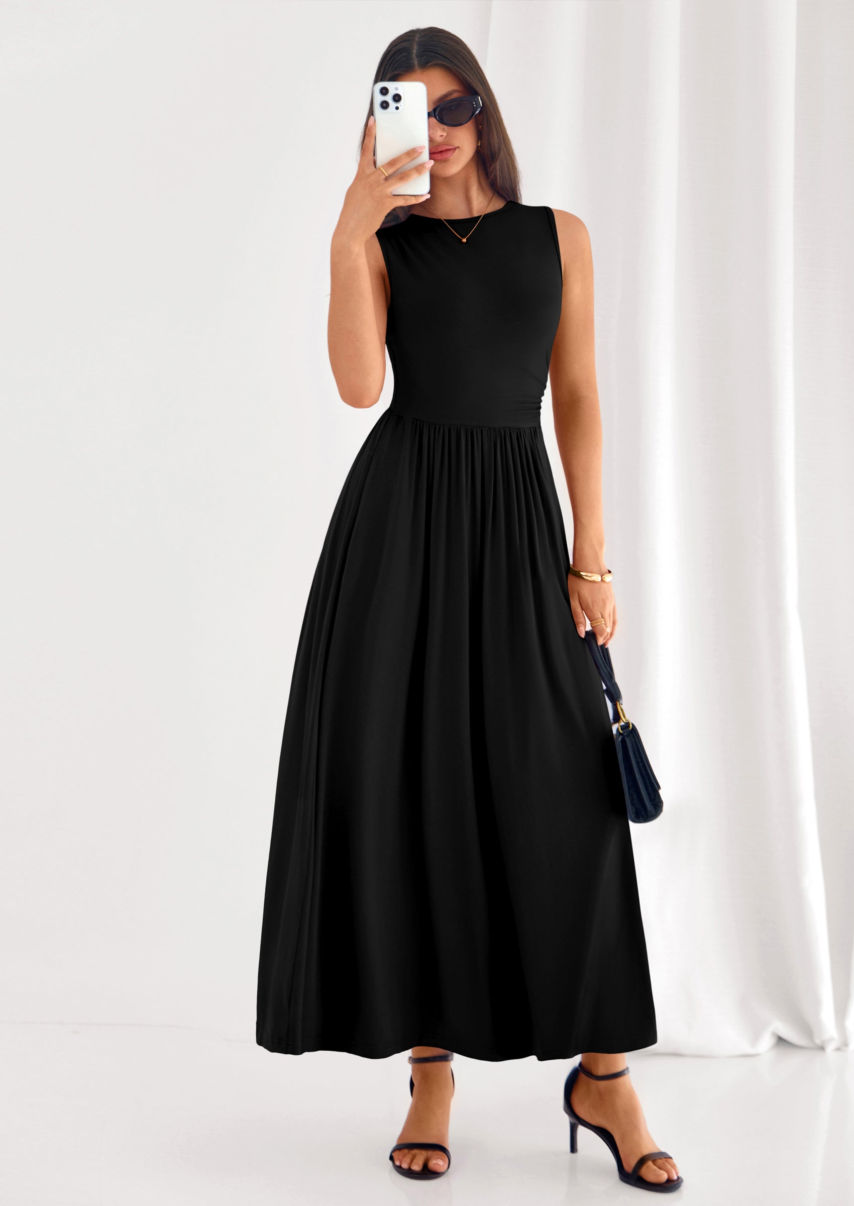 PRETTYGARDEN Summer Maxi Dresses for Women Sleeveless A Line Flowy Long Casual Sundress Wedding Guest Fashion Clothing
