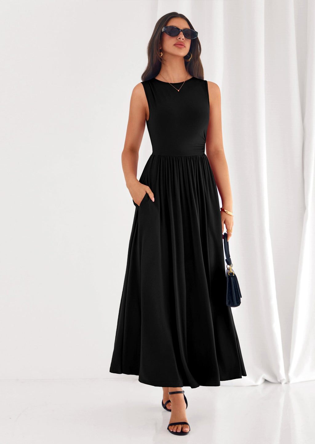 PRETTYGARDEN Summer Maxi Dresses for Women Sleeveless A Line Flowy Long Casual Sundress Wedding Guest Fashion Clothing