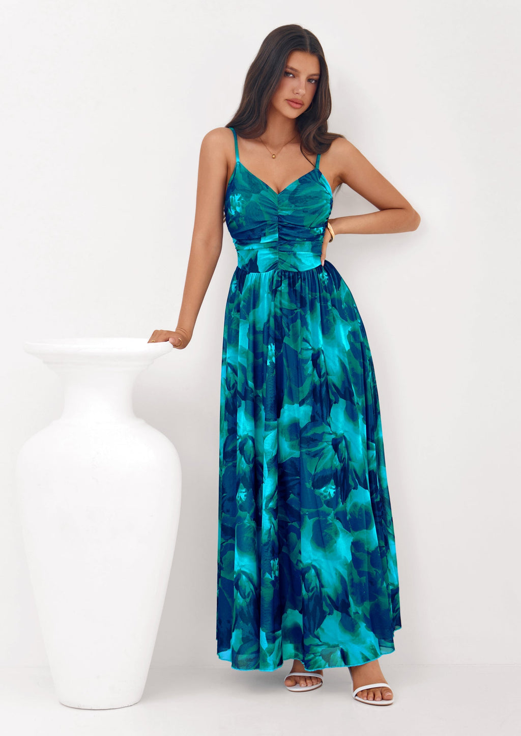 PRETTYGARDEN Women's Floral Maxi Dress Summer Outfits Spaghetti Strap Flowy Long Sundress Beach Vacation Boho Dresses
