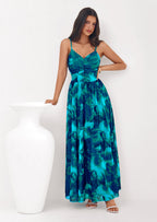 PRETTYGARDEN Women's Floral Maxi Dress Summer Outfits Spaghetti Strap Flowy Long Sundress Beach Vacation Boho Dresses