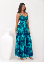 PRETTYGARDEN Women's Floral Maxi Dress Summer Outfits Spaghetti Strap Flowy Long Sundress Beach Vacation Boho Dresses