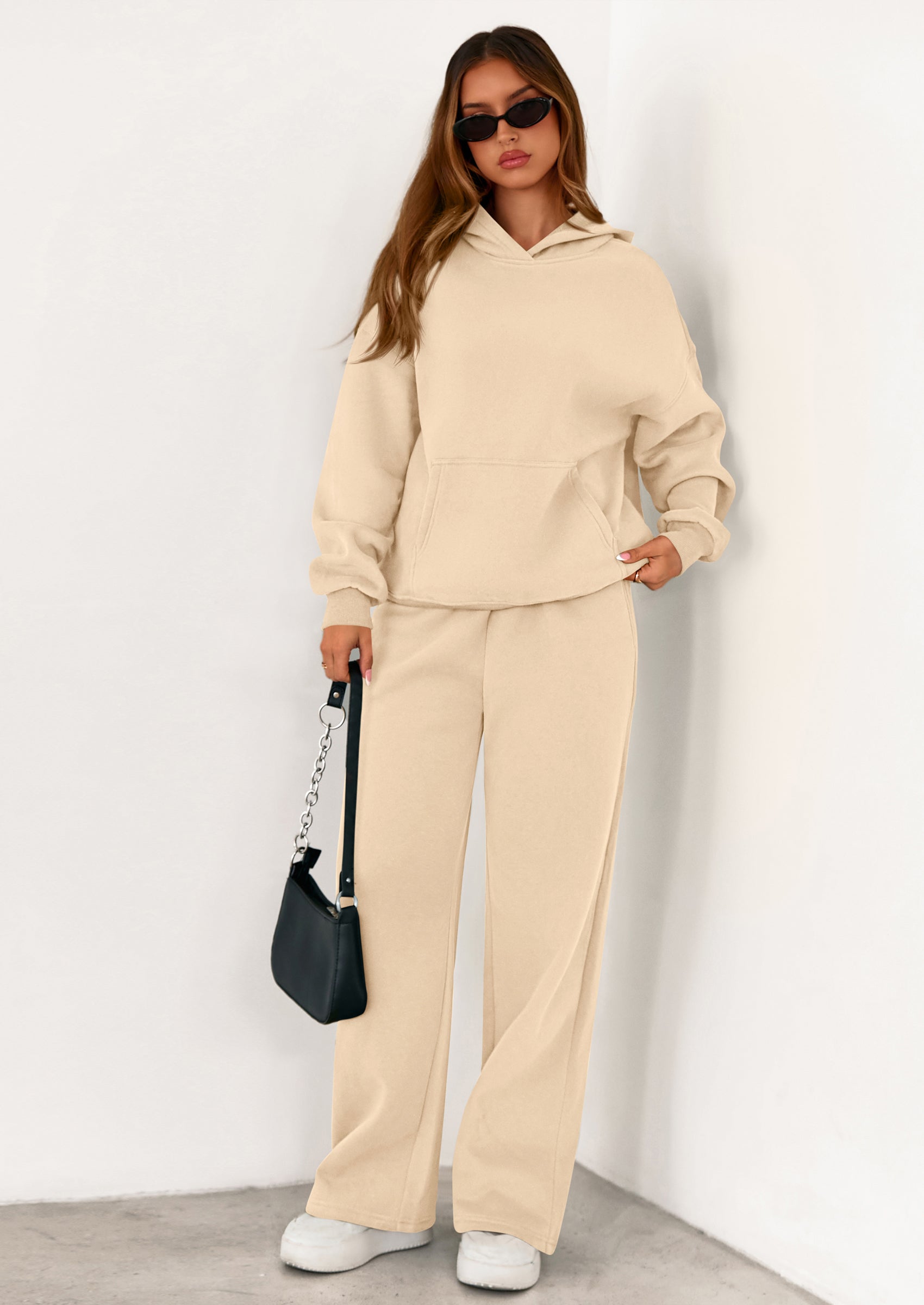 PRETTYGARDEN Women's 2 Piece Outfits Fall Sweatsuits Oversized Hoodies Wide Leg Sweatpants Tracksuits Lounge Matching Sets