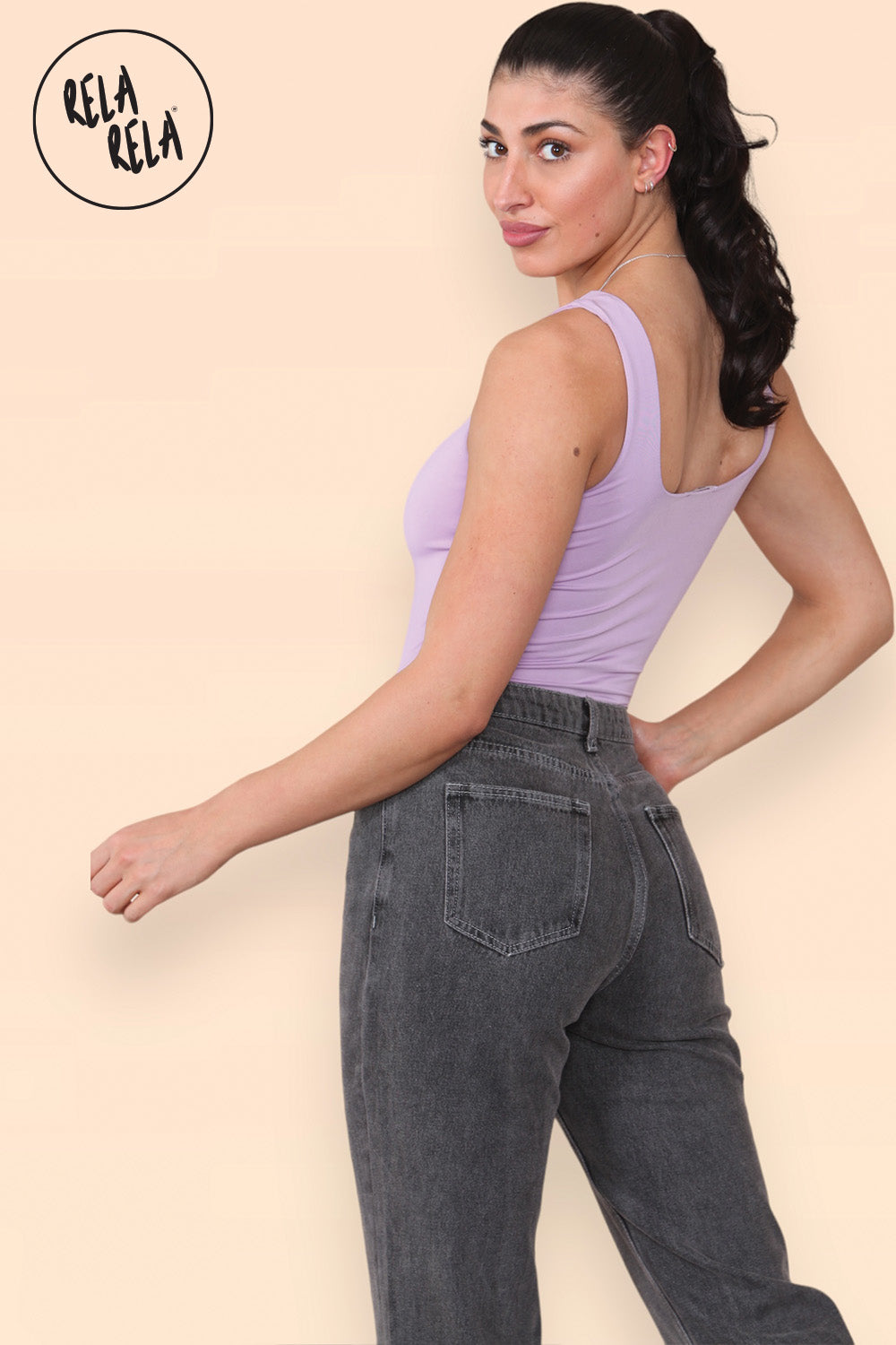 Square Neck Sculpting Thong Bodysuit in Lilac