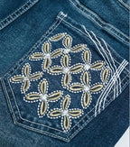 Ladies Washed Pocket Printed Casual Jeans