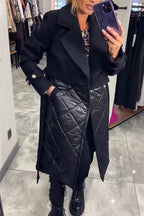 Women Lapel Splicing Temperament Casual Windbreaker