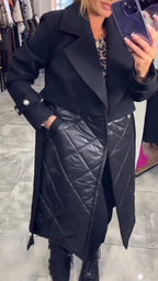 Women Lapel Splicing Temperament Casual Windbreaker