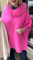 Women Fur Collar Solid Color Casual Coat