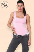 Square Neck Sculpting Thong Bodysuit in Pink