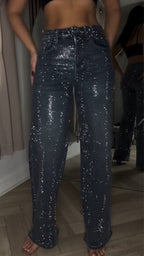 Women Hot Rhinestone Glitter Casual Jeans