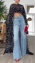 Women's Polka Dot Irregular Long Fashion Top