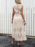 Women's Elegant Mesh Top +  Asymmetrical Hem Skirt Set