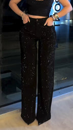 Womens Rhinestone Casual Jeans