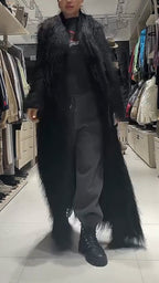 Women Laple Collar Solid Color Fur Flu Casual Coat
