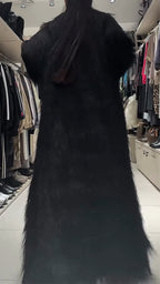 Women Laple Collar Solid Color Fur Flu Casual Coat