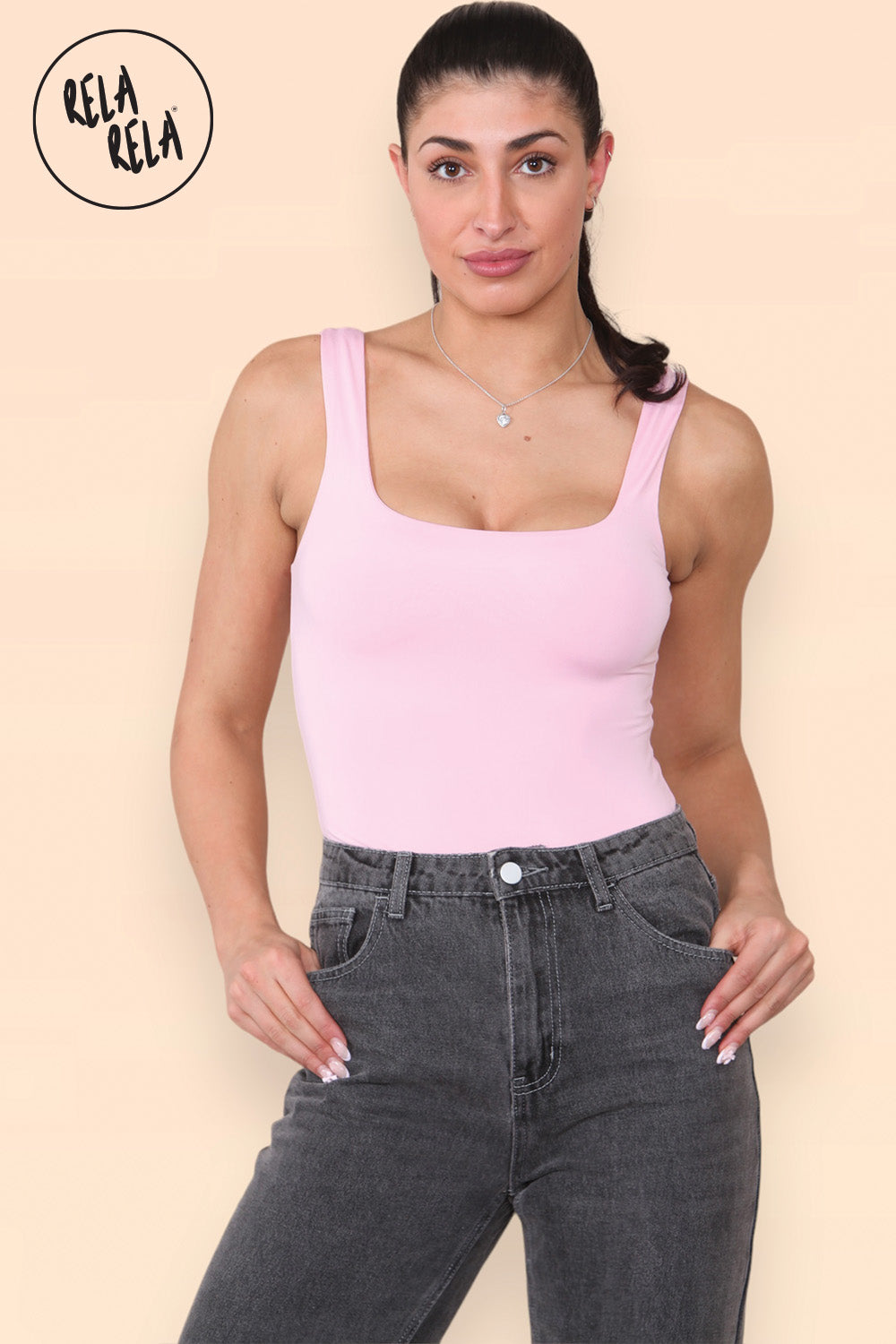 Square Neck Sculpting Thong Bodysuit in Pink