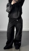 Women Hooded Hot Stamping Rhinestone Jacket+ Pants Casual Set