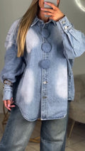 Women Collar Wash Denim Casual Jacket