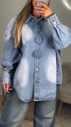 Women Collar Wash Denim Casual Jacket