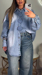 Women Collar Wash Denim Casual Jacket