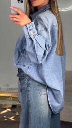 Women Collar Wash Denim Casual Jacket