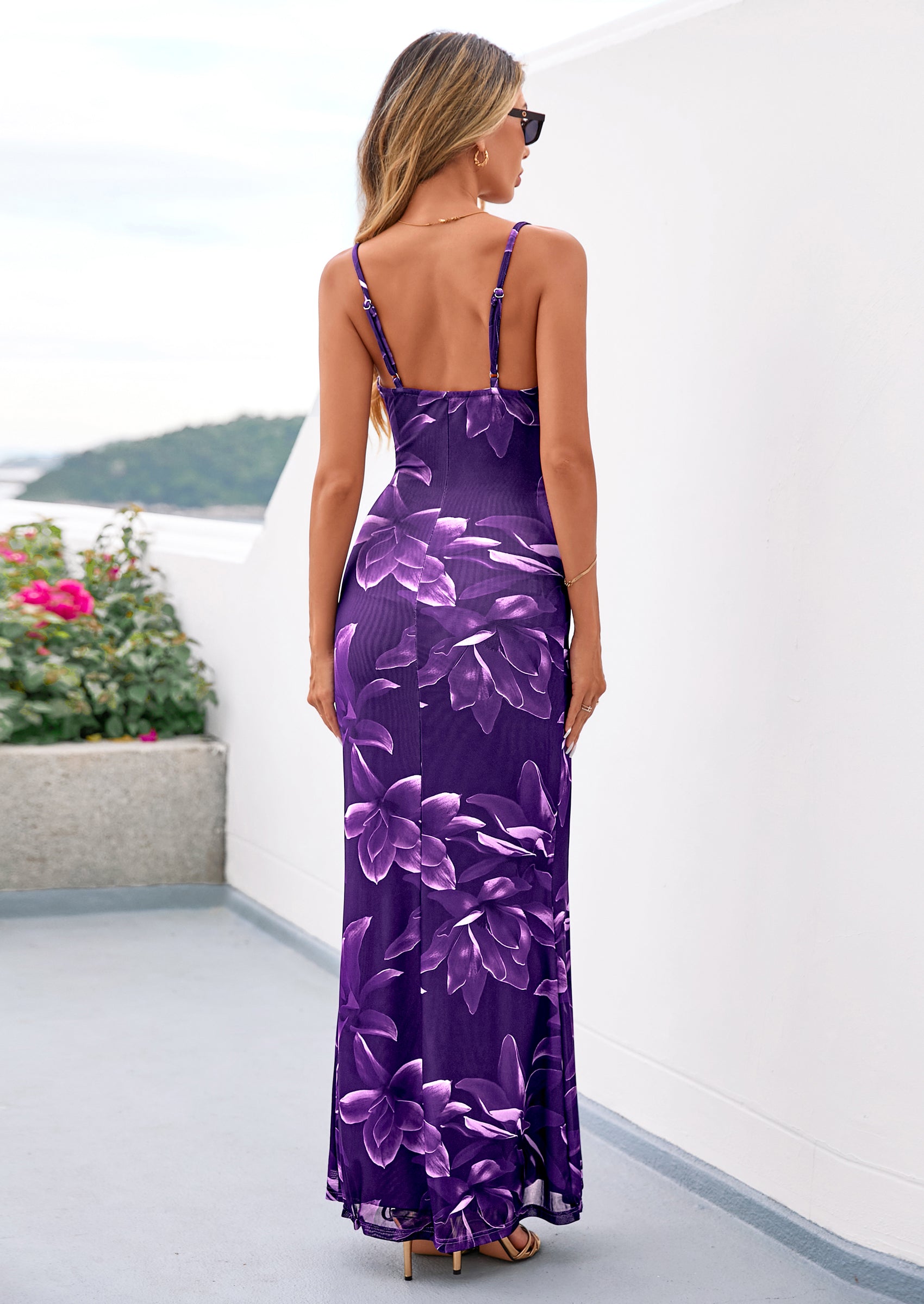 PRETTYGARDEN Women's Summer Floral Maxi Dress Spaghetti Strap Mesh Spring Wedding Guest Dresses Beach Vacation Sundress