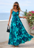 PRETTYGARDEN Women's Floral Maxi Dress Summer Outfits Spaghetti Strap Flowy Long Sundress Beach Vacation Boho Dresses
