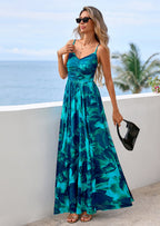 PRETTYGARDEN Women's Floral Maxi Dress Summer Outfits Spaghetti Strap Flowy Long Sundress Beach Vacation Boho Dresses
