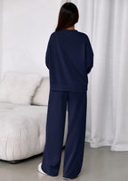 PRETTYGARDEN 2 Piece Sets For Women Fall Trendy Long Sleeve Sweatshirt Wide Leg Pants Loungewear Set Matching Sweatsuit