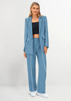 PRETTYGARDEN 2 Piece Blazer Outfits Business Casual Oversized Jacket Wide Leg Work Pants Dressy Suit Set