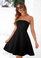 PRETTYGARDEN Women's Strapless Mini Summer Dress Spring A Line Tube Top Sundress Cocktail Party Short Dresses