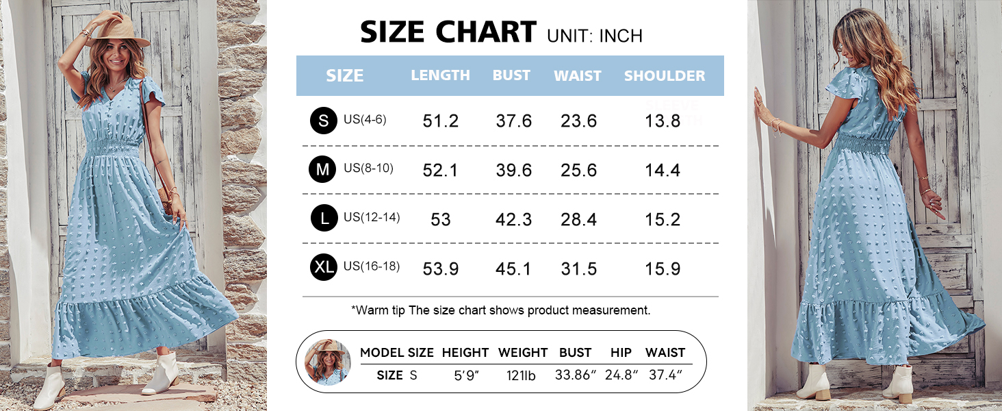 PRETTYGARDEN Womens Dresses Summer Maxi Dress Boho Short Sleeve V Neck Swiss Dot Ruffle Tiered Smocked Flowy Long Dress