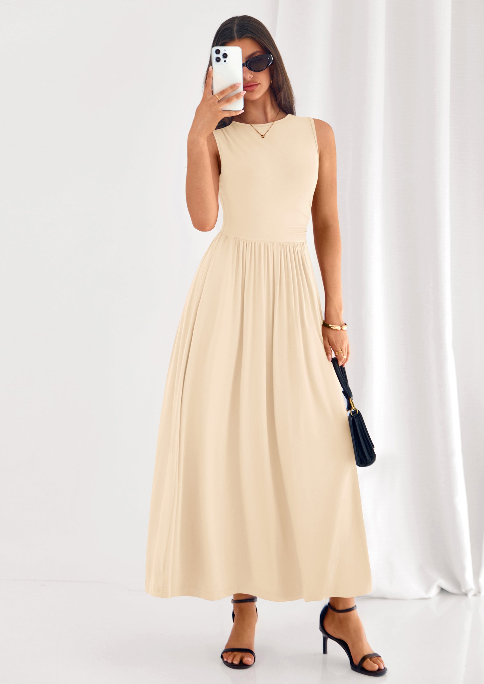PRETTYGARDEN Summer Maxi Dresses for Women Sleeveless A Line Flowy Long Casual Sundress Wedding Guest Fashion Clothing