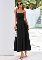 PRETTYGARDEN Cocktail Dresses for Women Spring Elegant Ruffle A Line Long Flowy Summer Formal Wedding Guest Maxi Dress