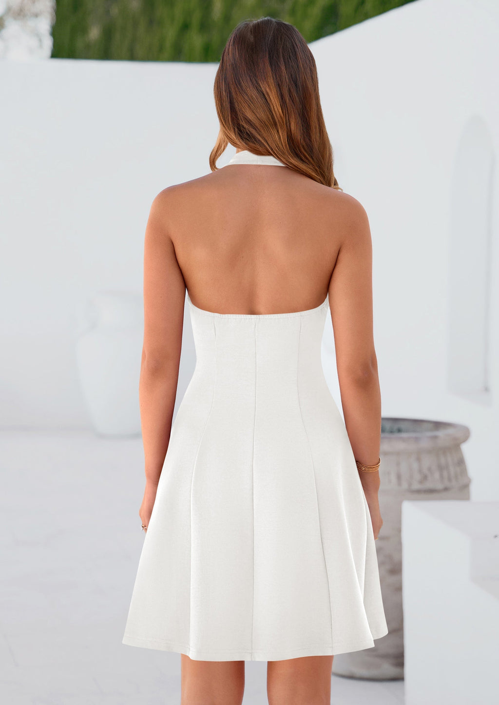 PRETTYGARDEN Cocktail Dresses for Women Short Summer Elegant Halter V Neck Sleeveless A Line Spring Mini Party Dress