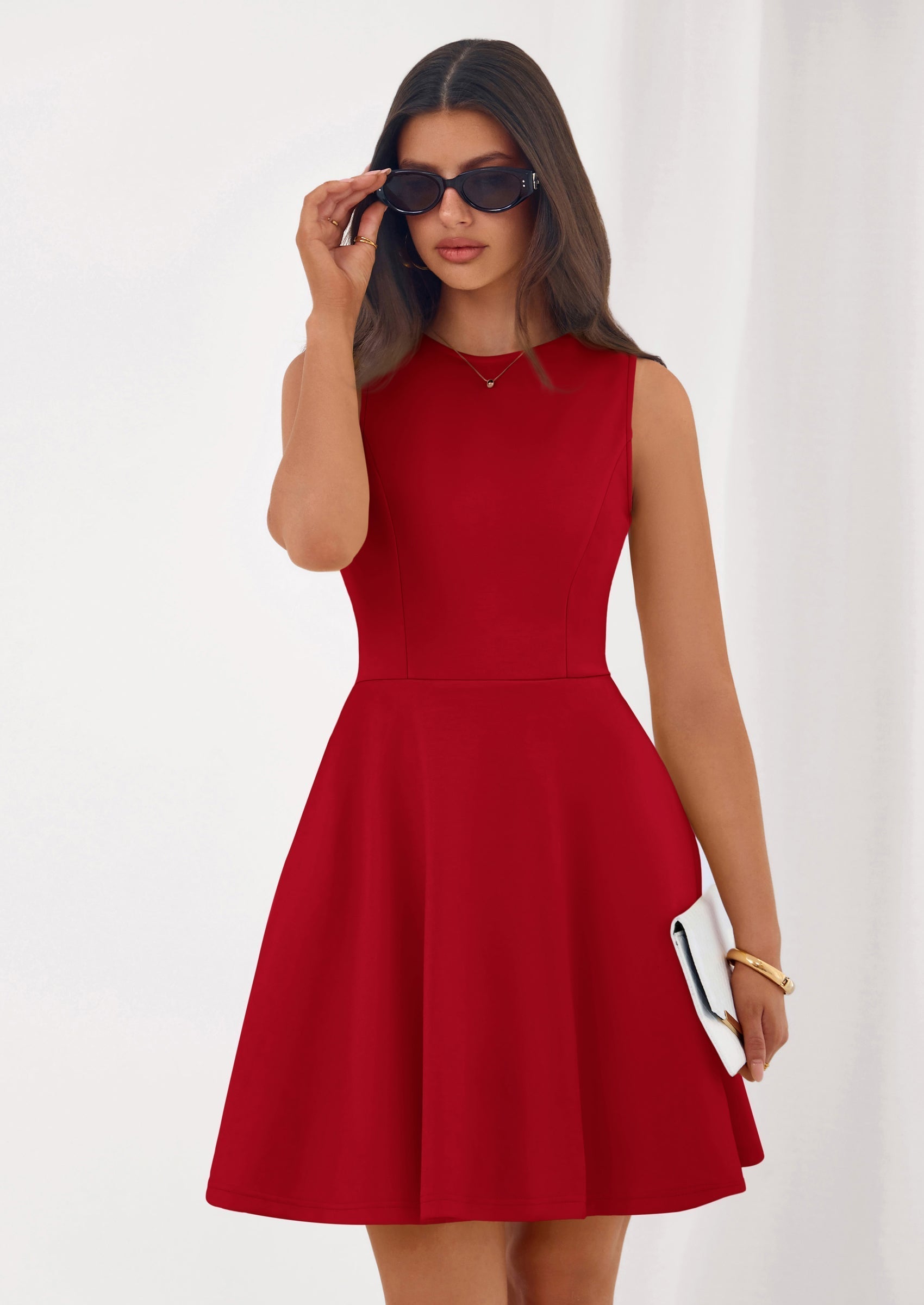 PRETTYGARDEN A Line Dresses for Women Elegant Classy Sleeveless Summer Short Tank Cocktail Party Spring Mini Dress