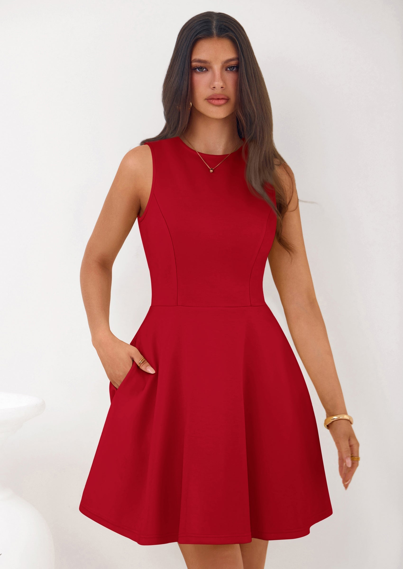 PRETTYGARDEN A Line Dresses for Women Elegant Classy Sleeveless Summer Short Tank Cocktail Party Spring Mini Dress