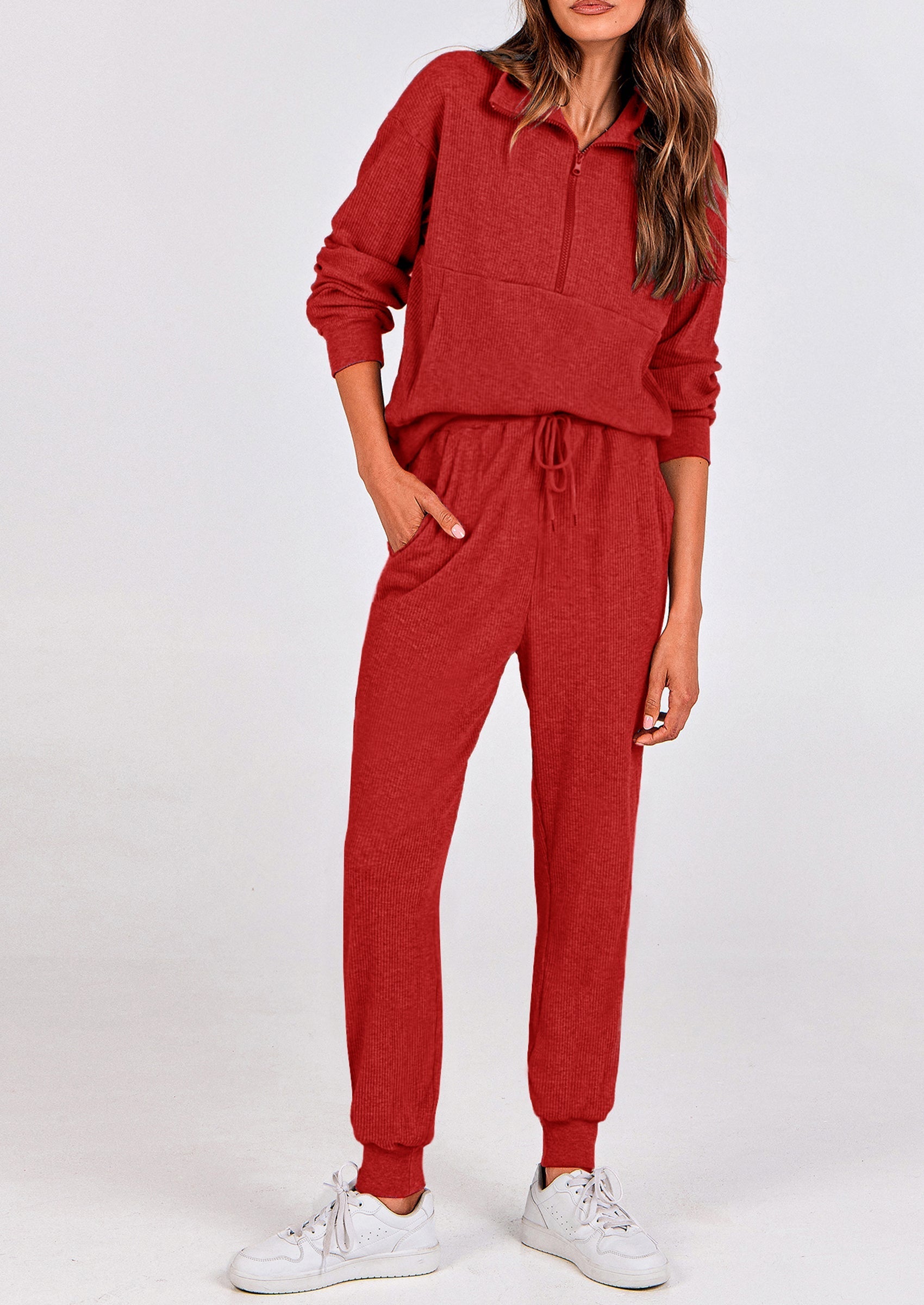PRETTYGARDEN Women's Fall 2 Piece Lounge Sets Zip Up Sweatshirt Jogger Pants Sweat Track Suits Travel Outfit Winter Clothing