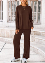 PRETTYGARDEN Women's Two Piece Lounge Sets Matching Long Sleeve Shirts Wide Leg Pants Tracksuits Travel Outfits Fall Clothes