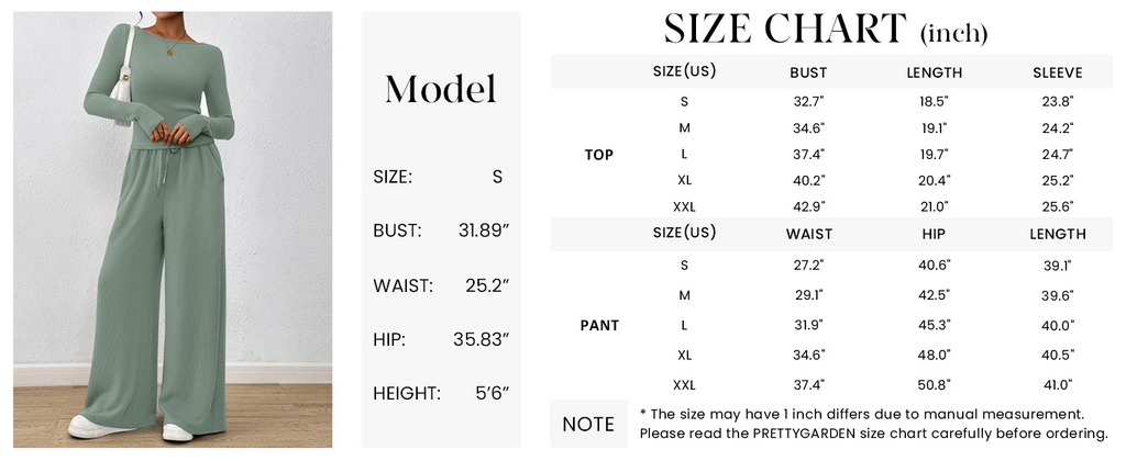 PRETTYGARDEN Women's 2 Piece Lounge Sets Fall Fashion Long Sleeve Crop Top Wide Leg Pants Matching Sets Clothing