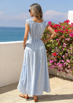 PRETTYGARDEN Women's Boho Maxi Dress Summer Cap Sleeve Long Flowy Beach Vacation Floral Sundresses Spring Resort Wear