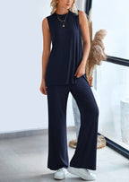 PRETTYGARDEN 2 Piece Set Loose Tank Top Wide Leg Pants Casual Matching Outfits Tracksuit